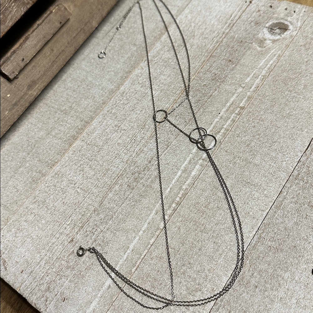 925 sterling silver great shape unique intertwining circle hoop chain necklace - Picture 7 of 7